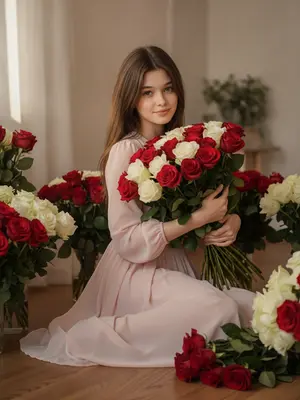 Нежная женщина с цветами