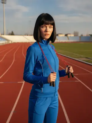 Спортсменка на стадионе