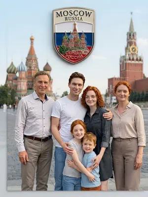 Прикрепите изображение для создания эксклюзивного туристического коллажа с эмалированным значком или магнитом. На вашем фото будет добавлен стильный сувенир с мотивом места съемки, расположенный над оригинальным снимком. Пожалуйста, укажите место, где было сделано фото, и при необходимости опишите дополнительные детали вашего облика или окружения.