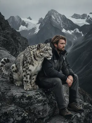 Мужчина с барсом