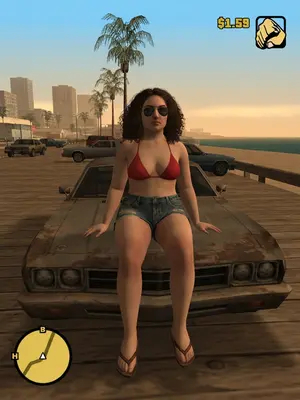 Персонаж GTA на пляже