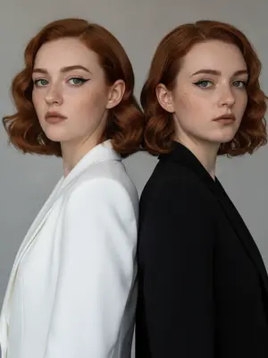 Изображение создано в стиле «High-End Fashion Editorial» или «Business Chic», передающем элегантность, строгость и профессионализм. Модель в одежде высокого качества позирует перед камерой. На ней стильный наряд, подчеркивающий ее изящные черты. Взгляд модели уверенный и притягательный, она легко и непринужденно демонстрирует образ. Акцент делает макияж, подчеркивающий красоту и естественность лица. Фон сдержанный, но стильный, не отвлекающий внимание от модели. Атмосфера насыщена атрибутами роскоши и делового стиля, создавая впечатление высокой моды и профессионального подхода. 
