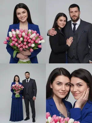 Создайте фотореалистичный коллаж в стиле кинематографической фотобудки размером 2×2, где четыре интимных портрета двух людей находятся в бесшовной сетке. Каждый кадр демонстрирует разные позы и выражения лиц, придающие изображениям живость и динамику. 